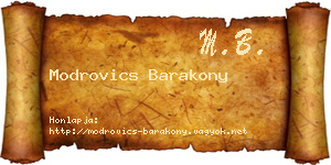 Modrovics Barakony névjegykártya